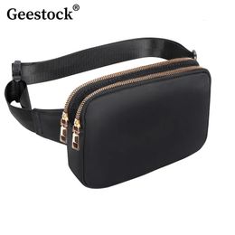 Waist Bags Geestock Fanny Pack Womens Bag Fashion Belt Women Dual Zipper Waterproof Crossbody Ladies Bum Hip 231013