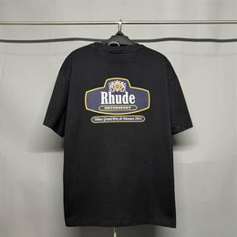 rhude shirt mens designer classic F1 t shirt graphic tee t-shirt features rhude script LOGO ambroidered t-shirt custom-fit vintage276w