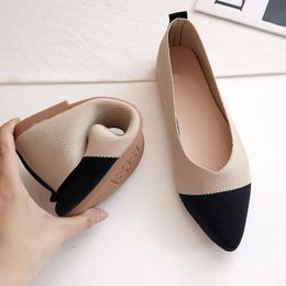 Slippers 2023 Women Pointed Toe Shallow Flat Shoes Mesh Loafers Soft Bottom Ballet Flats Classic Moccasins Knit Dress Ballerina 231013