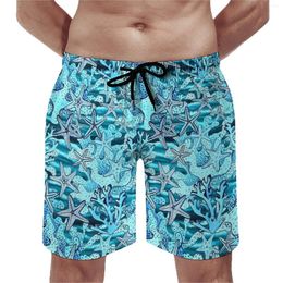 Men's Shorts Starfish Gym Summer Coral Reef Print Cute Beach Short Pants Males Sportswear Quick Dry Pattern Trunks