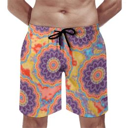 Men's Shorts Hippie Bohemian Gym Summer Floral Mandala Retro Beach Running Surf Quick Drying Custom Swim Trunks