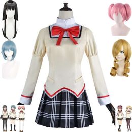 Cosplay Anime Puella Magi Madoka Magica Kaname Akemi Homura Tomoe Mami Sakura Kyouko Miki Sayaka Cosplay Costume Wig School Suit