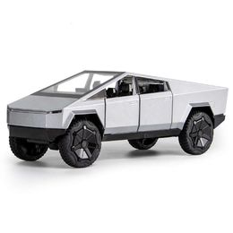 Electronic 1/24 Alloy Large Tesla Pickup Diecast Cars Model Vehicle Simulation Door Opening Force Off-road Toys Gift Decoration