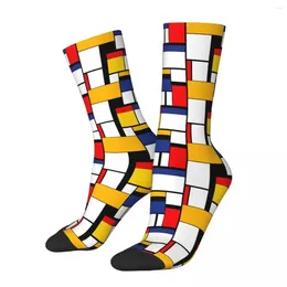 Men's Socks Men Bright Yellow Blue Colourful Pattern Cute Casual Harajuku Accessories Middle TubeSocks Little Small Gifts