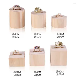 Jewelry Pouches Ring Display Slot Stand Wood Holder Round Shop Counter Table Organizer Presentation Case Stud Earring Show Rack