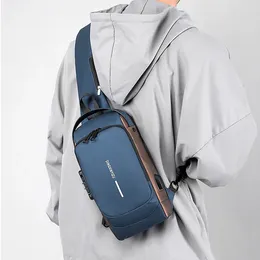 Outdoor Bags Men's Crossbody Party Bag Waterproof USB Chest Anti-theft Shoulder Sling Multifunction Short Travel Messenger Pack