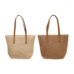 Evening Bags Ladies Summer-Beach Bag Women Straw Woven Shoulder Large Capacity Tote E74B