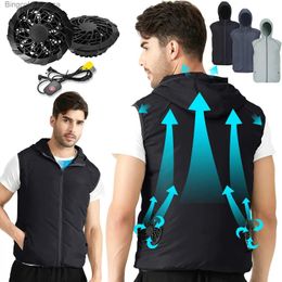 Men's Vests summer Men Cool Vest Wearable Cooling Fan Vest Air-conditioned Clothes Evaporative Cooling Construstion Vest for menL231014