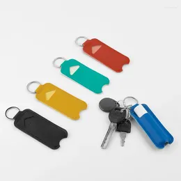 Keychains Simple Lipstick Storage Bag PU Leather Keychain Lip Cover Keyrings Accessories Jewelry Gift Organizer U Disk Pouch