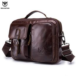 Waist Bags BULLCAPTAIN Genuine Leather Men Crossbody Bag Male Briefcase Messenger Casual Business Style Shoulder 231013