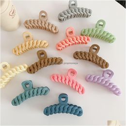 Cartoon Accessories New Solid Colour Braided Hair Claws Women Summer Large Ponytail Holder Clamps Claw Clip Crabs Fashion Accessories B Dh1Wi