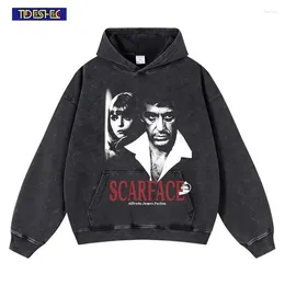 Men's Hoodies Punk Goth Vintage Sweatshirt Streetwear Hip Hop Male Portrait Graphic Print Hooded Pullover 2023 Harajuku Fashion Loose Hoodie