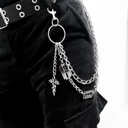 Keychains Hip Hop Flame Cross Charms Key Chains Punk Cool Imitation Blade Waist Chain Keychain For Women Men Vintage Fashion Jewellery Party