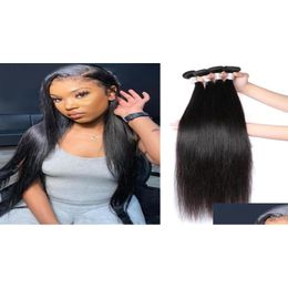 Human Hair Weaves Wholesale 8A Brazilian Straight 30Inch Weave Bundles5433056 Drop Delivery Products Remy Virgin Dhc6K