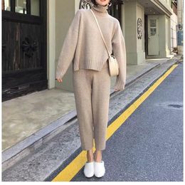 Designer Sweater Women Knitted Sets Weekender Comfy Pullover Sweater And Pants Set