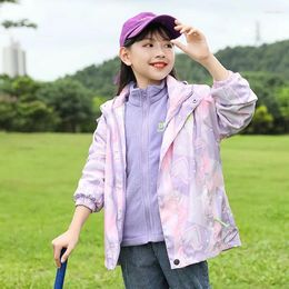 Jackets Autumn Winter Two-piece Set Plush Lining For Children's Windbreaker Jacket Outdoor Sports Waterproof Girls Clothing CH44