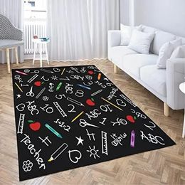Carpet Area Rugs Back to School Blackboard Chalk Drawings Crayons Markers Rulers Home Decor Rugs Carpet for Classroom Living Room Bedro 231013