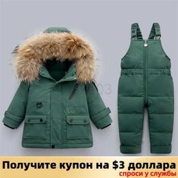 Down Coat -30 Children Down Clothing Sets 2021 Kids Winter Down Jacket Toddler Girls Warm Overalls 0-4 Years Baby Boys Down Coat J231013