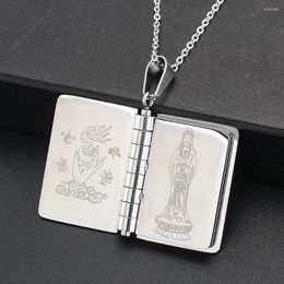 Pendant Necklaces Vintage Scripture Necklace For Women Men Lucky Auspicious Turnable Guanyin Bodhisattva Buddhist Amulet Jewellery