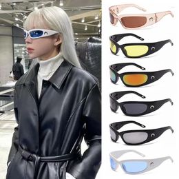 Sunglasses 2023 Fashion Designed Moon Rectangular Women Men Outdoor Cycling Sports UV400 Vintage Hip Hop Punk Sun Glasses