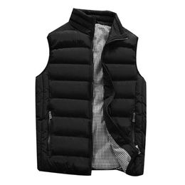 Men's Vests Men Jacket Sleeveless Vest Bodywarmer Black 2021 Winter Autumn Warm Cotton Thermal Shoulder Version Thicker Waist309r