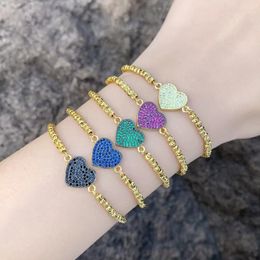 Charm Bracelets Cubic Zirconia Crystal Love Peach Heart Bracelet Women Gunmetal Gold-plated Green Purple CZ Stones Adjustable Jewelry