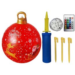 Christmas Decorations 60cm Inflatable Christmas Ball PVC Glow Christmas Decoration Ball with Light Waterproof Home Garden Party Props Festive Supplies 231013