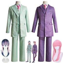 Cosplay Anime Tokyo Revengers Rindo Haitani Sanzu Haruchiyo Cosplay Costume Bonten Halloween Casual Daily Wearing Purple Green Suit Wig