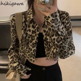 Women's Jackets Women Jackets Fashion Summer Sexy Leopard Print Outwear Crop Tops Long Sleeve Thin Korean Casual Y2k Coat Ropa Mujer 27n615 231013