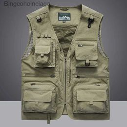 Men's Vests Summer Men Unloading Tactical Vest Coat Casual Men's Photographer Waistcoat Mesh Work Sleeveless Jacket Tools Pocket Vest 5XLL231014