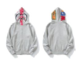 A Bathing Ape double hood zip up hoodie Gray/pink/red