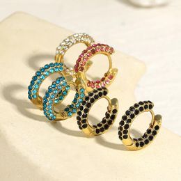 Hoop Earrings AENSOA 1PC Fashion Round Crystal For Women Trendy Geometric Circle Blue Pink Huggies Jewellery 2023