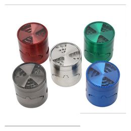 Herb Grinder Tobacco Smoking Grinders Four Layers Aluminium Alloy Material 100% Metal Dia 6M Mixed Color With Clear Top Window Light Dhuvw