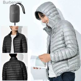 Men's Down Parkas Men's Winter Slim Down Jacket Fashionable Warm Foldable Waterproof Windproof Breathable Outerwear Plus Size Men Hoodie JacketL231014