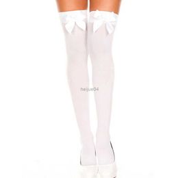 Sexy Socks Cute Transparent Lingerie Stockings Pure Lovely Bow Over Knee Black White Black Pink Bow Sexy Suspender High Tube Silk StockingsL2310/9