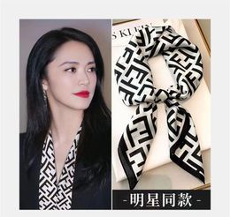 New high-grade thin summer women's silk scarf 70cmx70cm square silk black and white style scarf gift