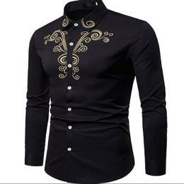 Brand Fashion Male Shirt Long-Sleeves Tops Embroidered Casual High Quailty Mens Dress Shirts Slim268G