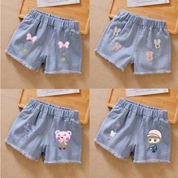 Shorts Girls Fashion Denim 2023 Summer Baby Girl Cute Bowknot Flower Laced Kids Casual Jeans Clothing