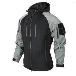 Men's Jackets Tactical Hunting Jacket Waterproof Warm Coat For Autumn Winter Hoodie -Carbon Black