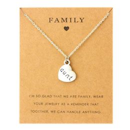 Aunt Sister Uncle Pendants Chain Necklaces Grandma Grandpa Family Mom Daughter Dad Father Brother Son Fashion Jewellery Love Gift234Z