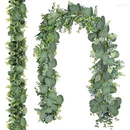 Decorative Flowers Eucalyptus Leaves Garland Artificial Rattan Fake Green Plants Silk Leaf Vines For Wedding Garden Party Home Decoration