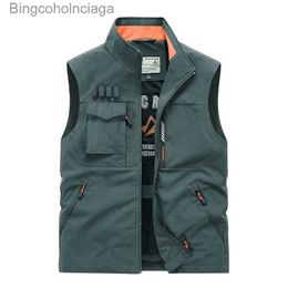 Men's Vests Spring Autumn Outdoors Military Black 2023 Sleeveless Jacket Fashion Fishing Vests For Men's Pocket Photography Casua WaistcoatL2310284