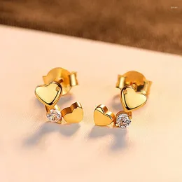 Stud Earrings Huitan Creative Double Heart 2023 Wedding Trend Jewellery For Women Inlaid White CZ Statement Girl Piercing
