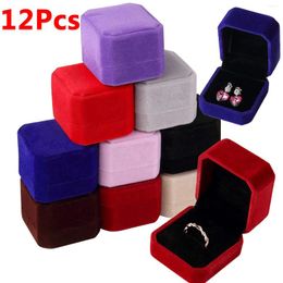 Jewelry Pouches 12Pcs Square Velvet Ring Box Engagement Wedding Necklace Earring Storage Organizer Gift Holder For Lover Jewellery