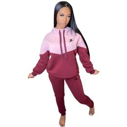 Yeni artı beden iki parçalı kadın eşofmanlar set üst ve pantolon kadın kıyafetleri rahat 2pcs kıyafet spor takım elbise joguit sweatsuits j307l