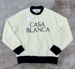 Casablanca Fleece Designer Warm Sweatshirts Men and Women Round Neck Sweater Plush Tops