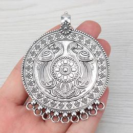 Pendant Necklaces 2 X Tibetan Silver Large Round Tribal Boho 9 Bailors Connector Pendants For Necklace Jewelry Making Finding Accessories