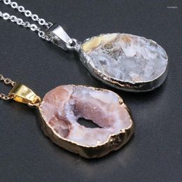 Pendant Necklaces Original Natural Agates Stone Necklace For Women Irregular Quartz Geode Choker Reiki Healing Vintage Jewelry Female Gift