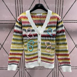 Muiticolor Women Cardigan Jacket Sweaters Long Sleeve Contrast Colour Knitted Coats Charming Elegant Winter Spring Sweater Tops