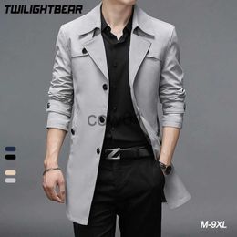 Men's Wool Blends Oversized Long Trench Men's Windbreaker Coat 8XL Male Solid Slim Fat Business Casual Long Trench Men Clothing Outerwear Jackets J231014